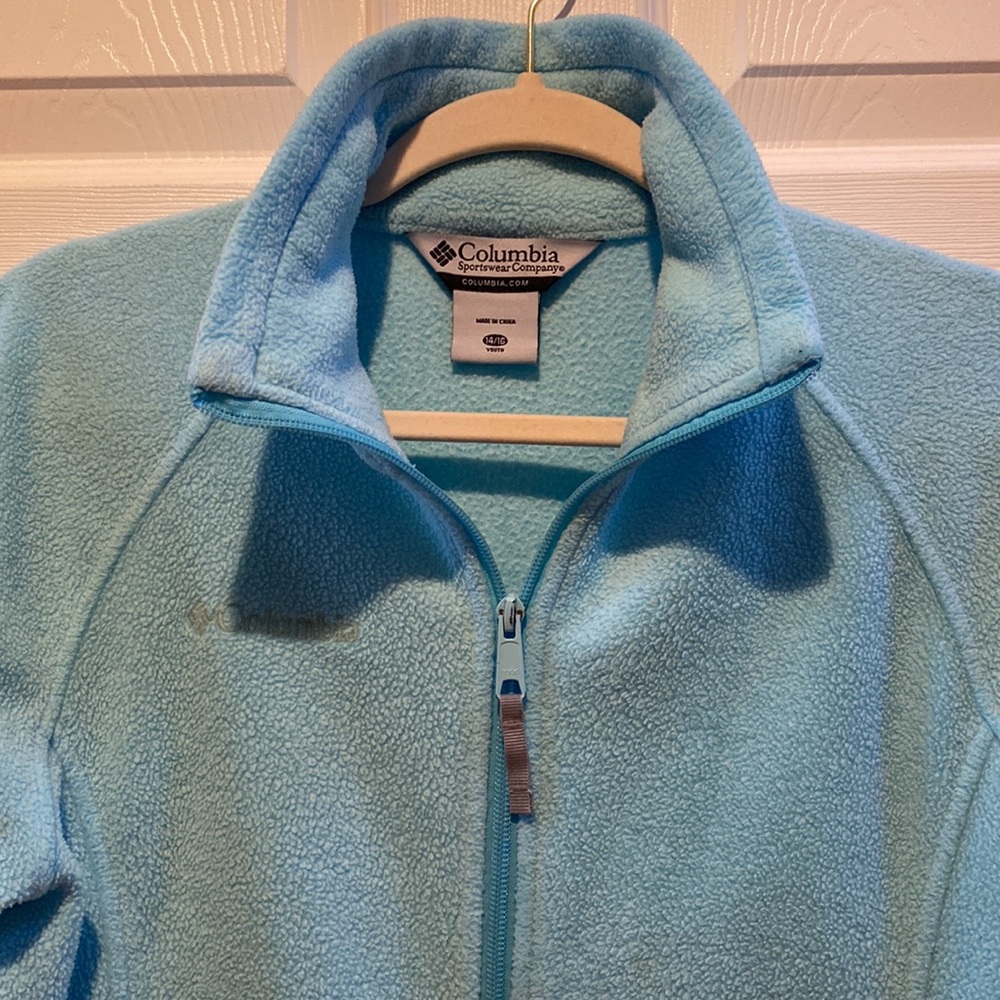Columbia Fleece Jacket Light Blue Size 14-16 Youth